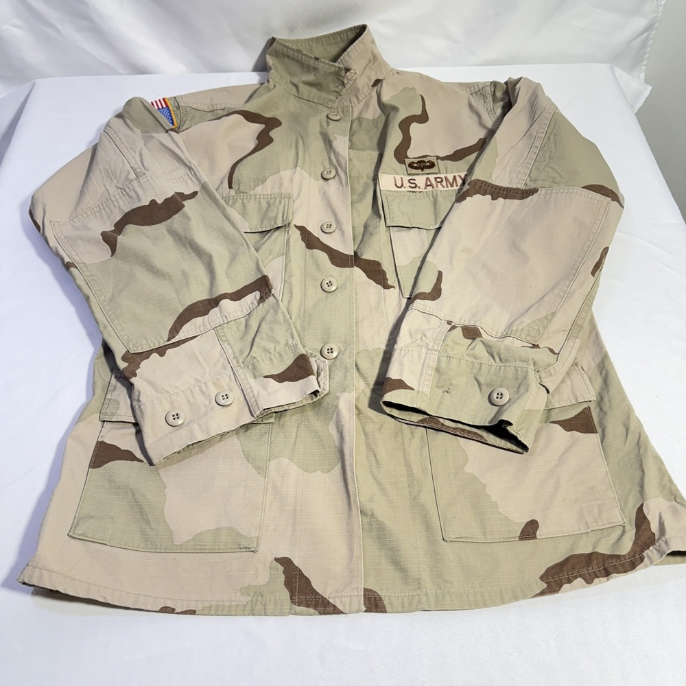 US‎ Military Issued Jacket Mens Sz M Large Buttons Camo Desert Storm Combat Army